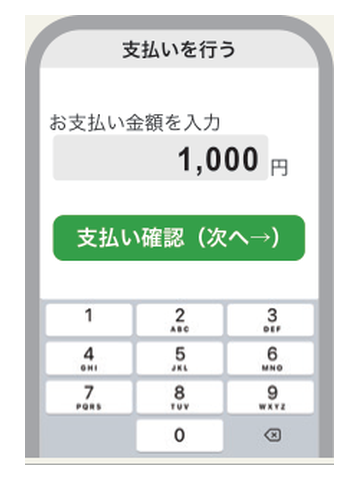 支払金額の入力画面